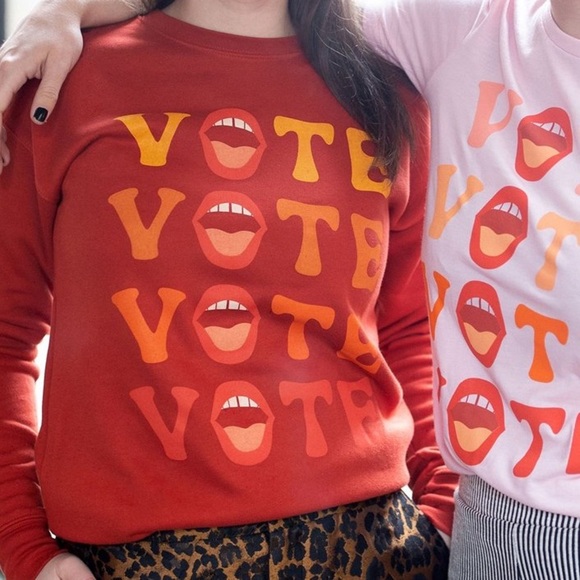 Moorea Seal X Teresa Grasseschi Large Red Vote Feminist Graphic Sweatshirt - Picture 1 of 10